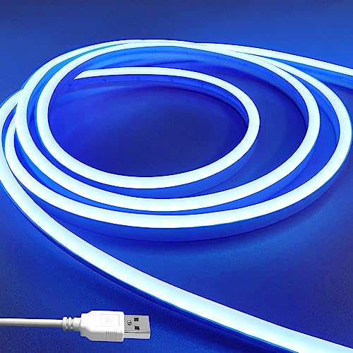 vimeepro USB LED Neon streifen 5V 3M USB Flexible wasserdichte Neonstreifen für drinnen und draußen Schlafzimmer TV Hintergrundbeleuchtung Schränke usw (Adapter nicht im Lieferumfang enthalten/Blau) von vimeepro