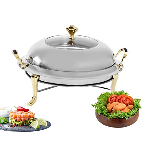 Chafing Dish Edelstahl Runde Durable Buffet Warmer Tray Durable Frame mit Deckel und Chafing Brennstoffhalter für Küche Party Essen Buffet-ohne Wasser Pfanne Chafing Dish Edelstahl Runde Durable Buffet Warmer Tray Durable Frame mit Deckel und Chafing Brennstoffhalter für Küche Party Essen Buffet-ohne Wasser Pfanne von vinnyooc