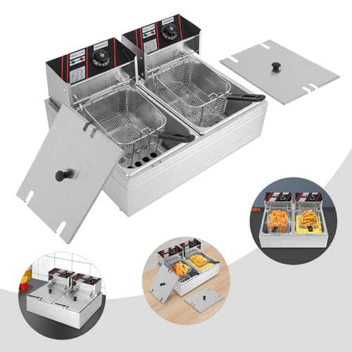 Doppel-Fritteuse Aus Edelstahl Friteuse FritöSe Friteuse öL Fritteuse Mit Fett Fritteuse Mit öL Fritteusen Eignet Sich Sowohl Privaten Restaurants CaféS Caterern Imbissbuden Anderen Familienfeiern von vinnyooc