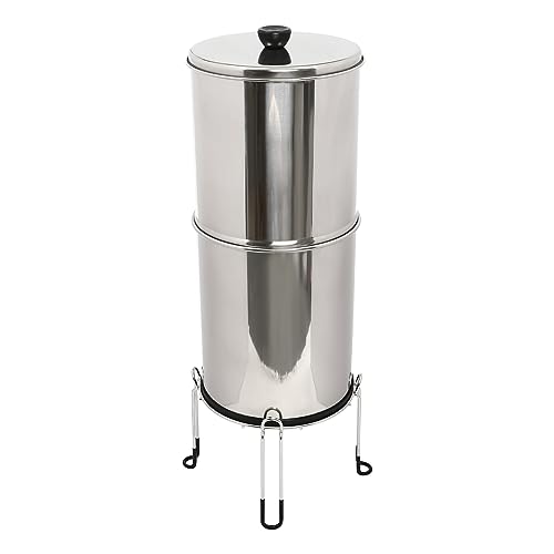 vinnyooc 2.25 Gallonen Schwerkraft Wasserfilter Edelstahl Wasserfiltersystem Trinkwasser Wasserfilter-System Wasserfilter Outdoor Mit Hohe Ständer 2 waschbaren Keramikfiltern Camping Picknicks von vinnyooc