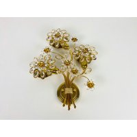 Aussergewöhnliche Florale Kristallglas Sconce Von Palwa, Deutschland, 1960Er Jahre von vinovo