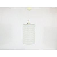 Erco Weiße Zylinder Form Hängelampe - Hartplastik Geriffelter Lampenschirm Deutschland 1970Er Jahre Erco Weiße Zylinder Form Hängelampe - Hartplastik Geriffelter Lampenschirm Deutschland 1970Er Jahre von vinovo