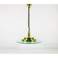 Hillebrand Glas Und Messing Hängelampe, Deutschland, 1980Er Jahre Hillebrand Glas Und Messing Hängelampe, Deutschland, 1980Er Jahre von vinovo