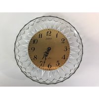 Jungshans Deutsche Wanduhr - Joska Bleikristall Kristall-Glas Messingplatte 1970 von vinovo