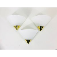 Wandlampen Aus Messing Und Opalglas Von Glashütte Limburg, Deutschland, 1980Er Jahre Wandlampen Aus Messing Und Opalglas Von Glashütte Limburg, Deutschland, 1980Er Jahre von vinovo