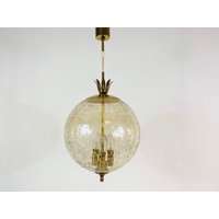Mid Century Modern Bernsteinfarbene Xl Murano Glas Kugel Pendellampe, Deutschland, 1960Er Jahre Mid Century Modern Bernsteinfarbene Xl Murano Glas Kugel Pendellampe, Deutschland, 1960Er Jahre von vinovo