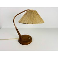 Midcentury Teak Und Rattan Tischleuchte Von Temde, Um 1970 von vinovo