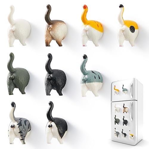 9 Stück Fügen Sie Ihrem Kühlschrank etwas Humor und Lustiges hinzu mit unserem Kühlschrankmagnet mit Katzen-Hintern – perfekt als Kühlschrankmagnete für Erwachsene oder Kinder (Cat Butts von vinsiora