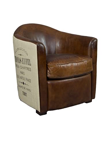 Design Clubsessel Kendal Leder Vintage Cigar Jute von vintage-line