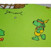 Schöne Vintage Bettwäsche Janosch Grün/Blau Aus Den 80Er Jahren Retro Mid Century Shabby Bedding Traumstunde von vintageBagsAndCo