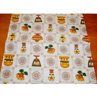 Schöner Vintage Kissenbezug 50Er Jahre Küche 39x37cm Stoff Mid Century Retro Second Hand Fabric Bedding Sewing Material von vintageBagsAndCo