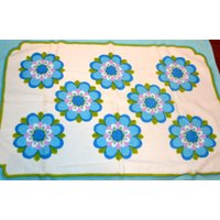 Schönes Vintage Küchenhandtücher Set Blau/Weiß Seventies 70Er Jahre Mid Century Retro Terry Cloth Fabric Sewing Material von vintageBagsAndCo