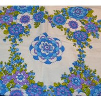 Schönes Vintage Küchenhandtücher Set Blau/Weiß Seventies 70Er Jahre Mid Century Retro Terry Cloth Fabric Sewing Material von vintageBagsAndCo