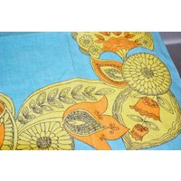 Schönes Vintage Leinen Geschirrhandtuch Blau Seventies 70Er Jahre Mid Century Retro Linen Fabric Sewing Material von vintageBagsAndCo