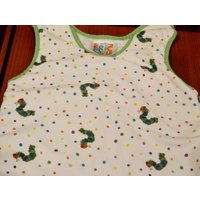 Vintage Babyschlafsack Kinderschlafsack Strampler Gr 70 Schlafsack Baumwolle Weiß/Grün Raupe Nimmersatt 80Er Jahre Retro von vintageBagsAndCo