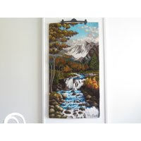 Gobelin Wandbehang Landschaft Wasserfall Natur Design, Signiert #5-20-25 von vintageTEXTILESdecor