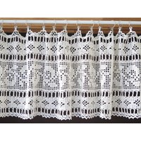 Langer Vorhang Häkeln Volant Vintage Blumen Fenster # 4-52-49 von vintageTEXTILESdecor