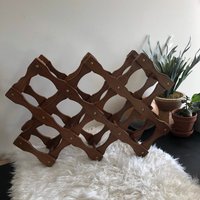 Mid Century Akkordeon Weinregal Aus Holz von vintagealmas