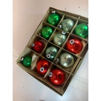 Vintage Glänzende Brite Glühbirnen, Weihnachtsschmuck, Weihnachtsdekoration, 1950Er Jahre Weihnachten, Mercury Glas, Baum von vintageatmosphere