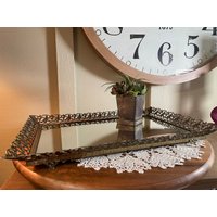 Vintage Rechteck Ormolu Spiegel Schminkspiegel, 40 cm, 1970Er Jahre B106-4-2 von vintagebcindy