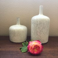 Weiße Reaktivglasur Vase Aus Steinzeug Kommt 15 cm Durchmesser Oder 9 1/2" von vintagebohemianstyle
