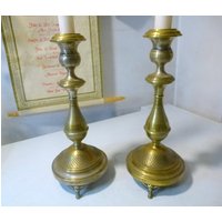 2 Kerzenhalter Messing Teils Versilbert von vintagehappimillAT