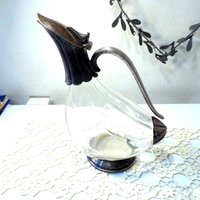 70Er Karaffe "Kalte Ente" Decanter Bleikristall Metall Versilbert von vintagehappimillAT
