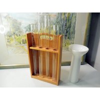 Labor Organizer Holz + 4 Glasröhren Transp von vintagehappimillAT