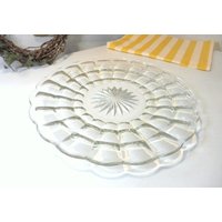 Servierplatte Art Deco Teller Glas 27 cm Dm von vintagehappimillAT