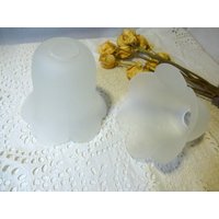 Vintage 2 Lampenschirme Glas Transparent Milchig von vintagehappimillAT