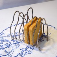 Vintage Toastständer Servierhalter Briefständer Metall Silbergrau Patin von vintagehappimillAT