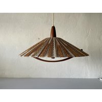 Colorful Raffia Bast & Teak Pendant Lamp By Temde, 1960S, Germany von vintageinmode
