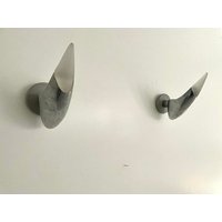 Excellent Grey Metal & Glass French Pair Of Sconces By Blux Adar Pie von vintageinmode