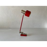Excellent Rare Red-Metalic Grey Wall Lamp - Adjustable Shade & Arm By Stilnovo, 1970S, Italy von vintageinmode