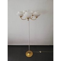 Extraordinary Italian 5 Arms Floor Lamp - Brass & Metal Body Opal Glasses Mid Century Modern 50S Home Lighting 3 Step von vintageinmode