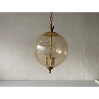 Fantastic Mid Century Modern Smoke Glass Pendant Lamp - Pomegranate Designed Brass Top & Bottom Details, 1960S, Germany von vintageinmode
