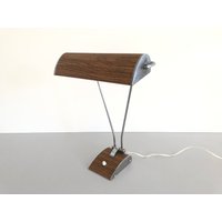 French Design Wood Texture Metal Large Desk Lamp By Eileen Gray, 1950S, France von vintageinmode