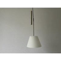 Glass Shade & Metalic Grey Body Adjustable Counterweight Pendant Lamp, 80S/90S, Germany von vintageinmode