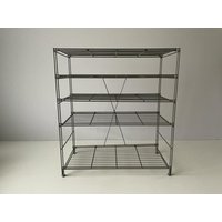 Grey Wire Structured Self-Standing Industrial Shelf Unit With 4 Shelves, 1960S, Germany Grey Wire Structured Self-Standing Industrial Shelf Unit With 4 Shelves, 1960S, Germany von vintageinmode