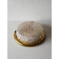 Hillebrand Ice Glass & Brass Flush Mount - 1960S Germany von vintageinmode