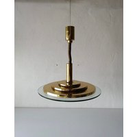 Hillebrand Luxury Ufo Design Glass & Layered Brass Heavy Pendant Lamp, 1970S Germany von vintageinmode