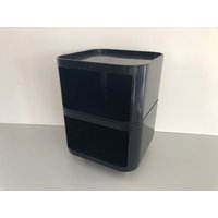 Iconic Italian Design Black Side Table With 2 Shelf, 1970S, Italy von vintageinmode