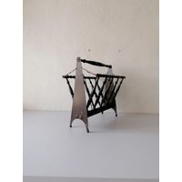 Italian Wood & Metal Body Folding Magazine Stand von vintageinmode