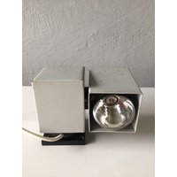 Kaiser Grey Metal Wall Lamp - Industrial Lighting Cube Design 50S Germany Sconce von vintageinmode