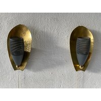 Mid-Century Brass & Grey Metal Pair Of Sconces, 1950S, Germany von vintageinmode