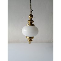 Opal Glass & Brass Beautiful Pendant Lamp, 1960S Germany von vintageinmode