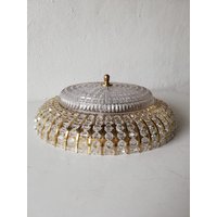 Palwa Mid Century Modern Flush Mount Ceiling Lamp - Designed With Glass Stones & Brass Body 1960S Germany von vintageinmode