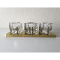 Peill Putzler Wonderful Triple Glass Cube & Brass Wall Or Ceiling Lamp, 1960S Germany von vintageinmode