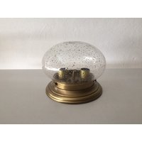 Single Hillebrand Elegant Sconce - Bubbled Glass Lampshade- Copper Base Flush Mount Wall Lamps- 1970S Germany von vintageinmode