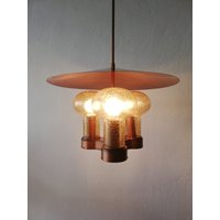 Stunning Copper & Hand Blowing Smoke Glass Tubes Industrial Style Chandelier von vintageinmode